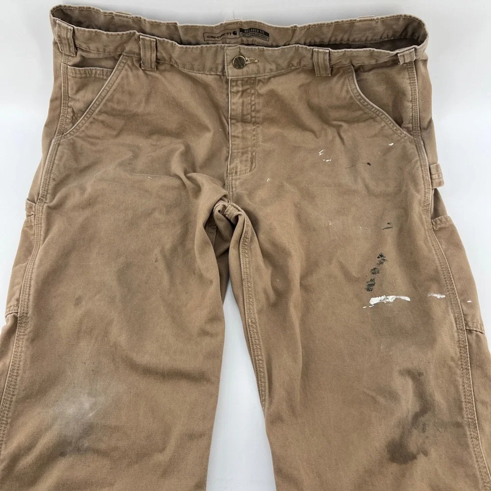 Carhartt B324-DKH Relaxed Fit Utility Work Pants Khaki Mens‎ 38x30 Distressed